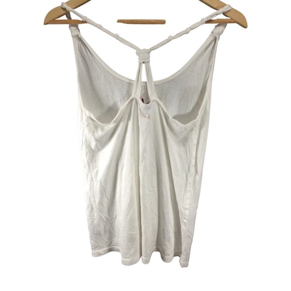 Size: Medium - White Racerback Tank Top w/ Braided Straps & Logo Embroidery - Picture 2 of 3